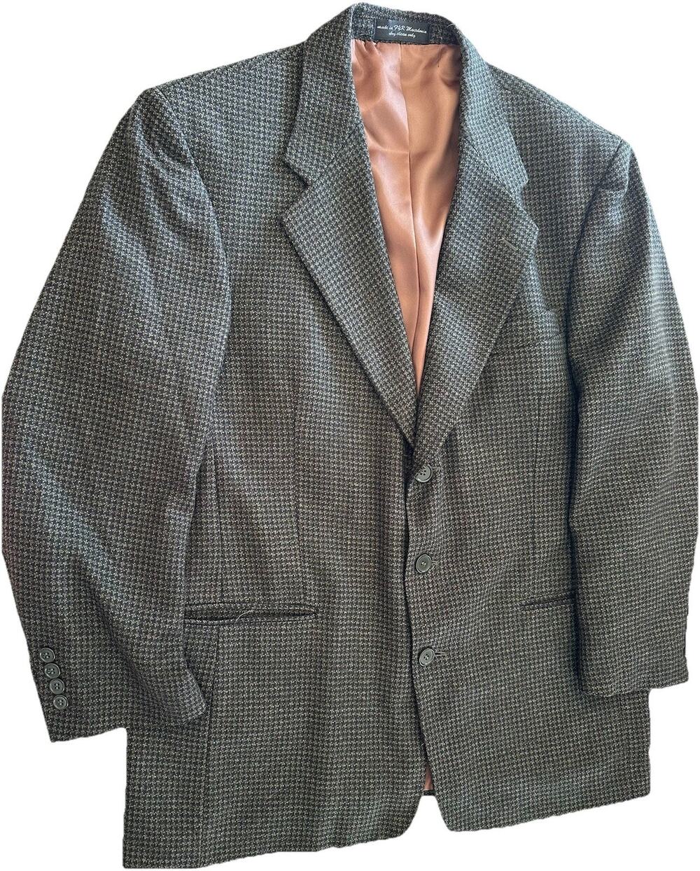 Gianfranco Ruffini 100% Lambswool Blazer Jacket Charcoal Gray Sz 41R Career Vtg